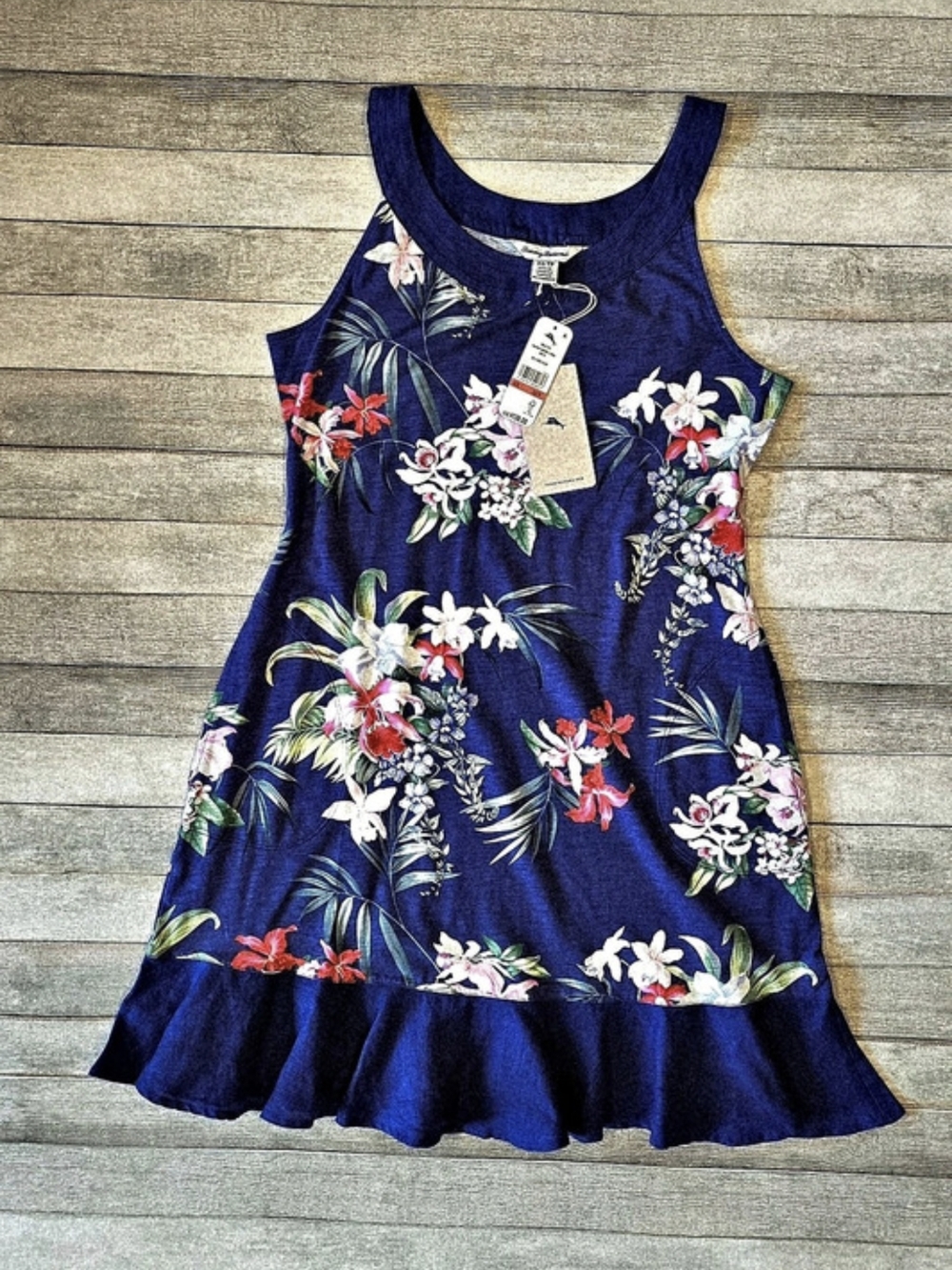 Tommy Bahama Marina Marine Floral Dress Floral Mini Blue & Multicolor XS NWT